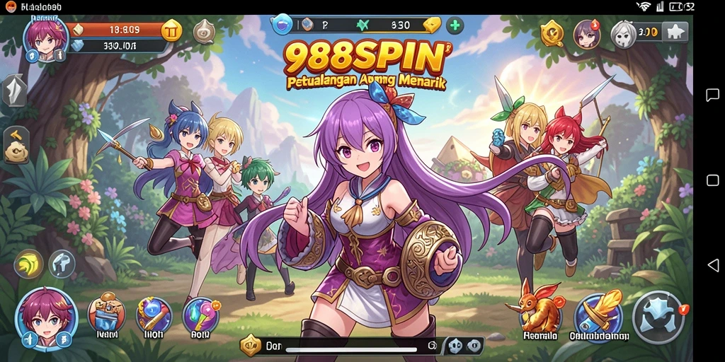 Screenshot gameplay 988SPIN dengan karakter Anime yang menawan.