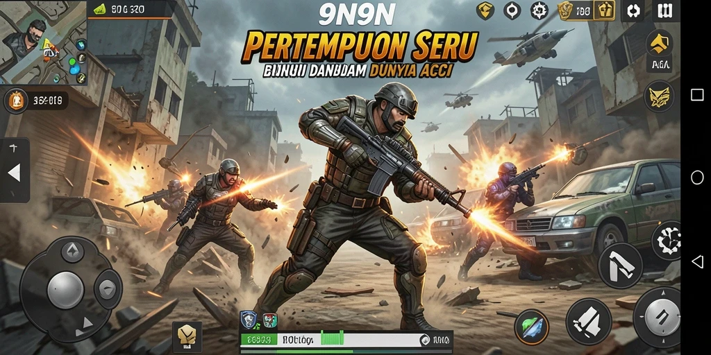 Screenshot dari gameplay seru 9N9N yang menampilkan aksi mendebarkan.