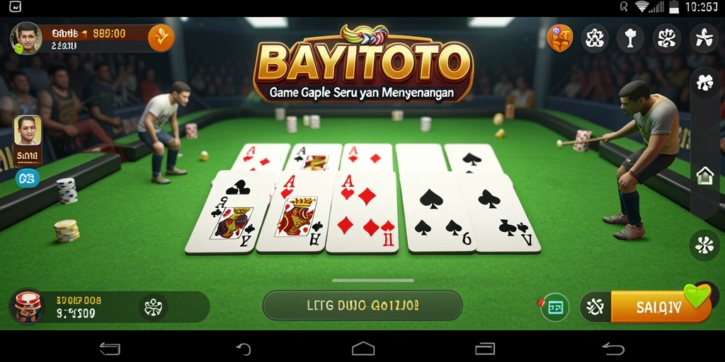 Screenshot gameplay BAYITOTO menunjukkan suasana bermain Gaple yang seru.