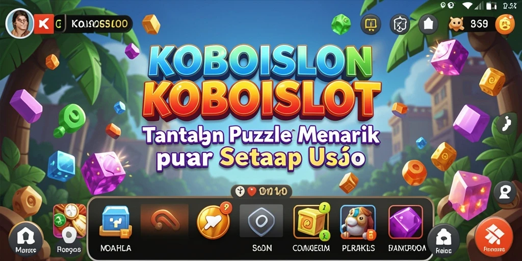Tampilan gameplay KOBOISLOT dengan berbagai tantangan puzzle menarik.