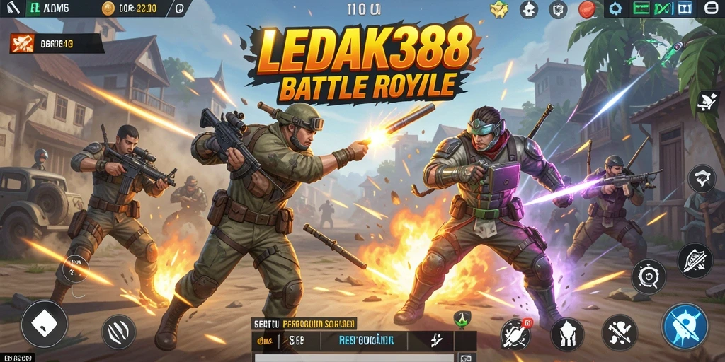 Tampilan gameplay seru dalam LEDAK388 dengan aksi Battle Royale.