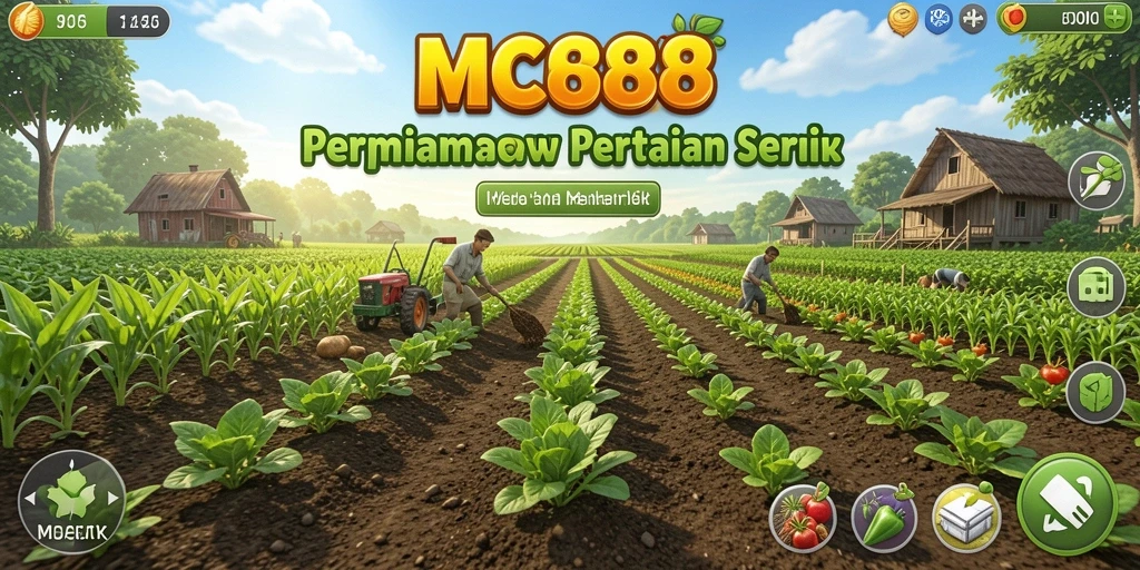 Tampilan gameplay MC888 dengan aktivitas bertani yang seru.