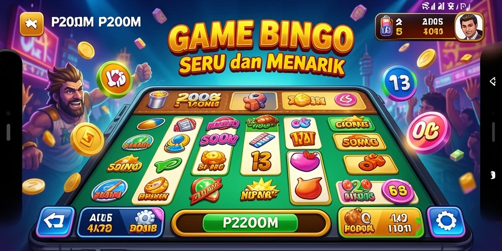 Tangkapan layar utama P200M menampilkan gameplay Bingo yang dinamis dan menarik.