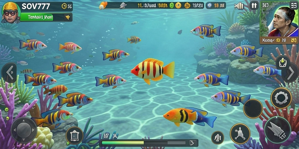 Tampilan gameplay SOV777 dengan aksi tembak ikan yang seru.